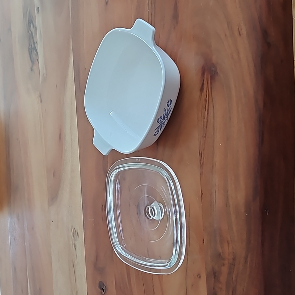 Corningware White and Blue Casserole Dish with Lid